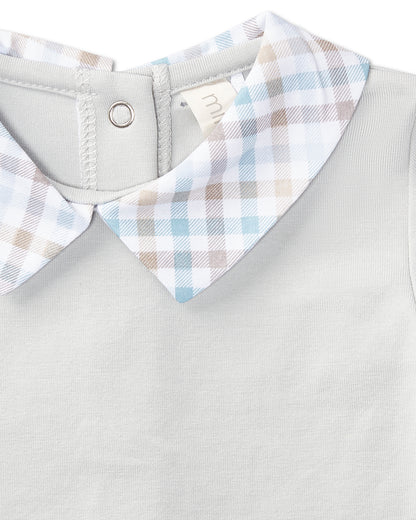 Baby and Toddler Boys Plaid-Collar Cotton Rich Footie : Color: Pearl Blue