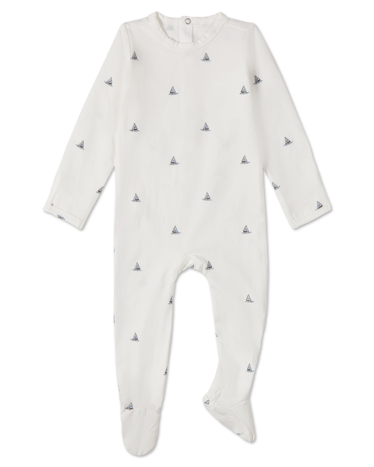 Baby and Toddler Boys "Little Sailboats" Cotton Rich Footie : Color: Winter White