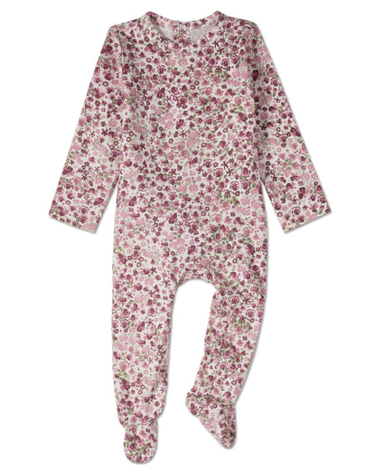 Baby and Toddler Girls "Petite Florets" Cotton Rich Floral Footie : Color: Pink