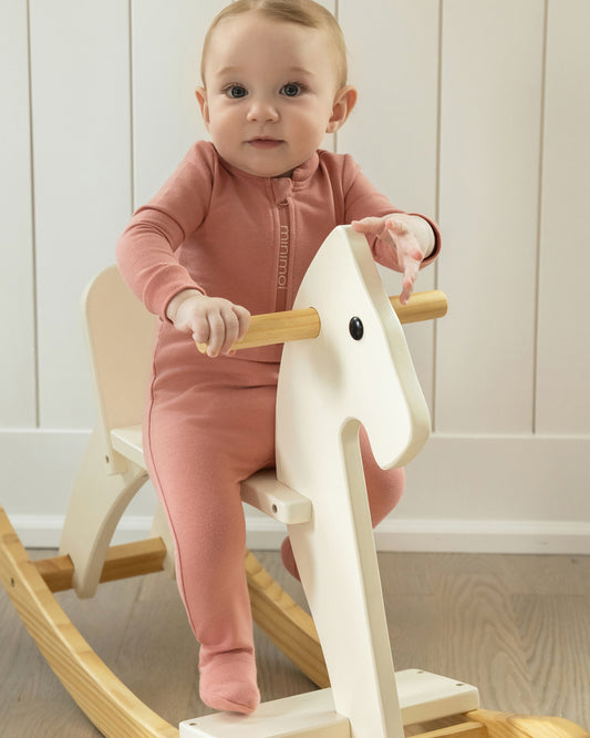 Baby Half Zip Stretch Cotton Blend Footie : Color: Ash Rose
