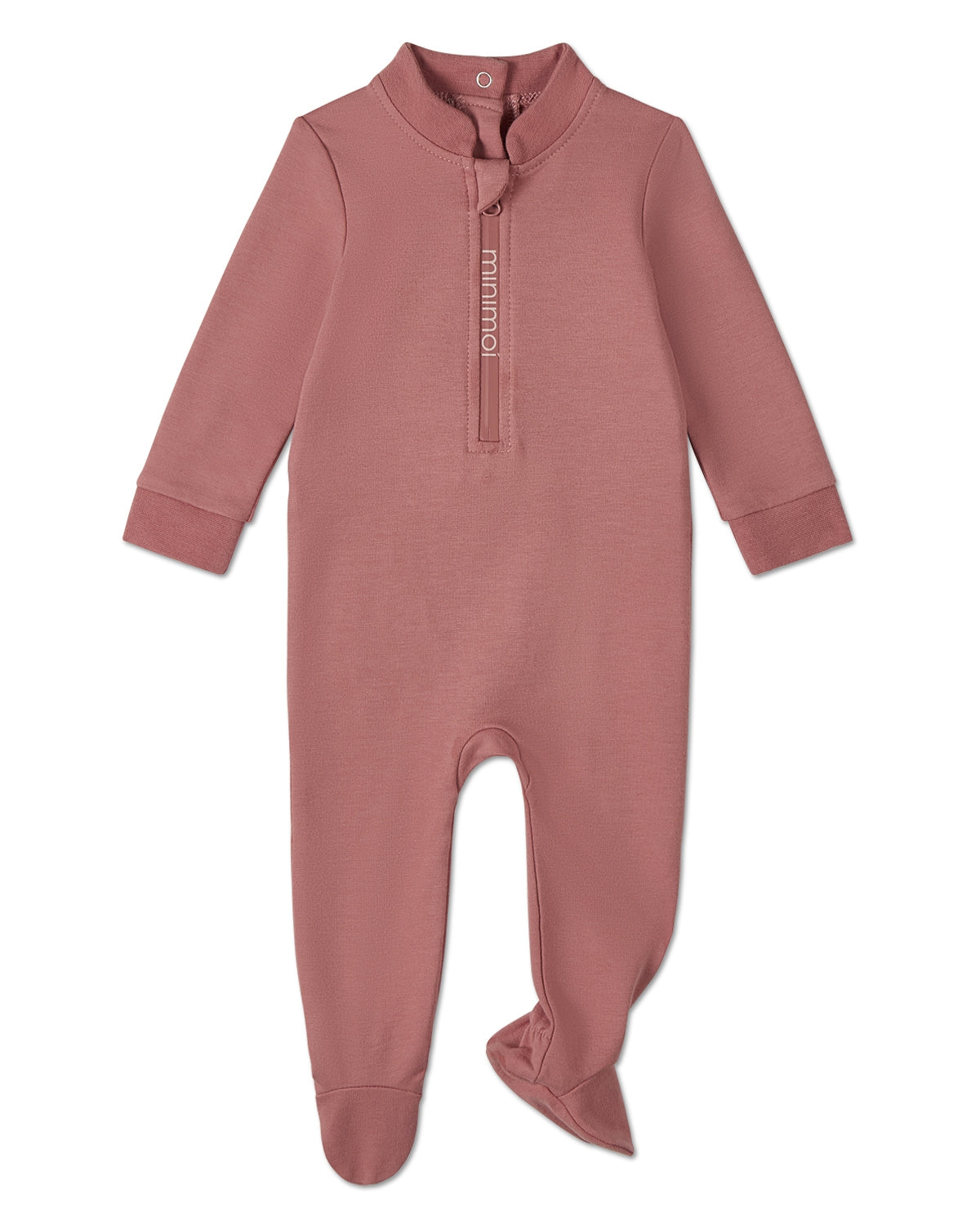 Baby Half Zip Stretch Cotton Blend Footie : Color: Ash Rose