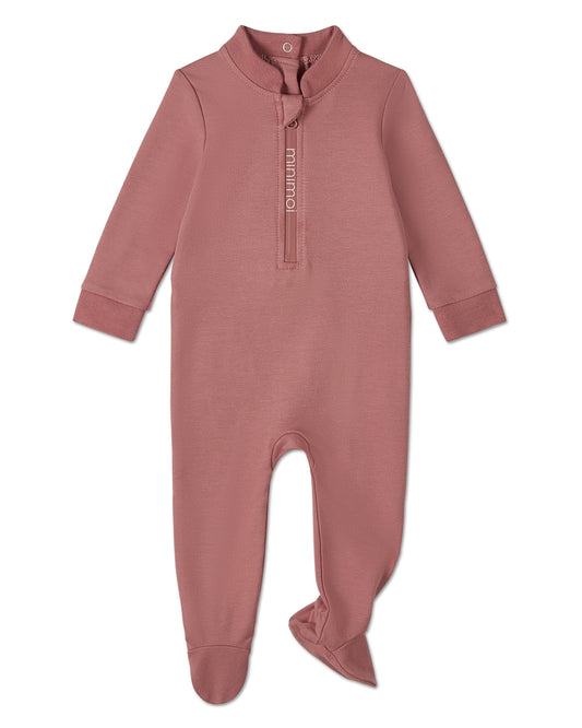 Baby Half Zip Stretch Cotton Blend Footie : Color: Ash Rose