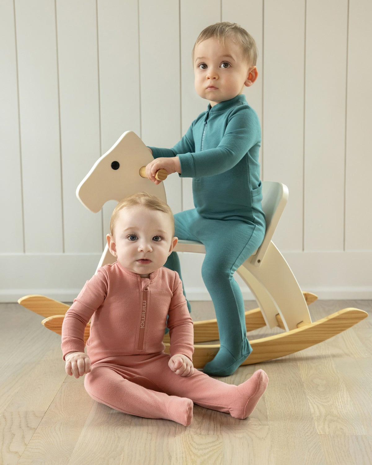 Baby Half Zip Stretch Cotton Blend Footie : Color: Ash Rose