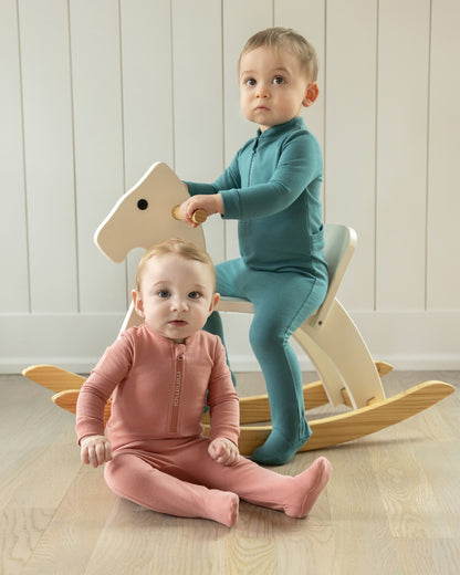Baby Half Zip Stretch Cotton Blend Footie : Color: Ash Rose