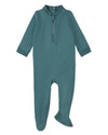 Baby Half Zip Stretch Cotton Blend Footie : Color: Dark Teal