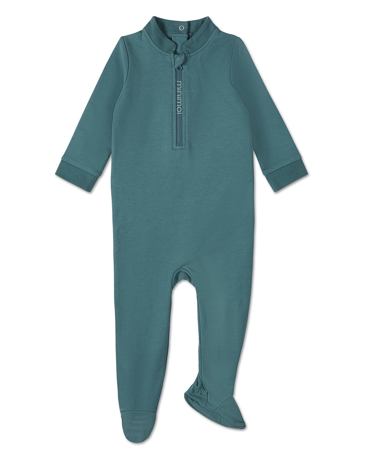 Baby Half Zip Stretch Cotton Blend Footie : Color: Dark Teal