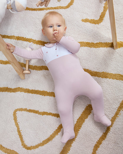 Baby Girls Petite Hearts Pintuck Cotton Footie : Color: Lilac