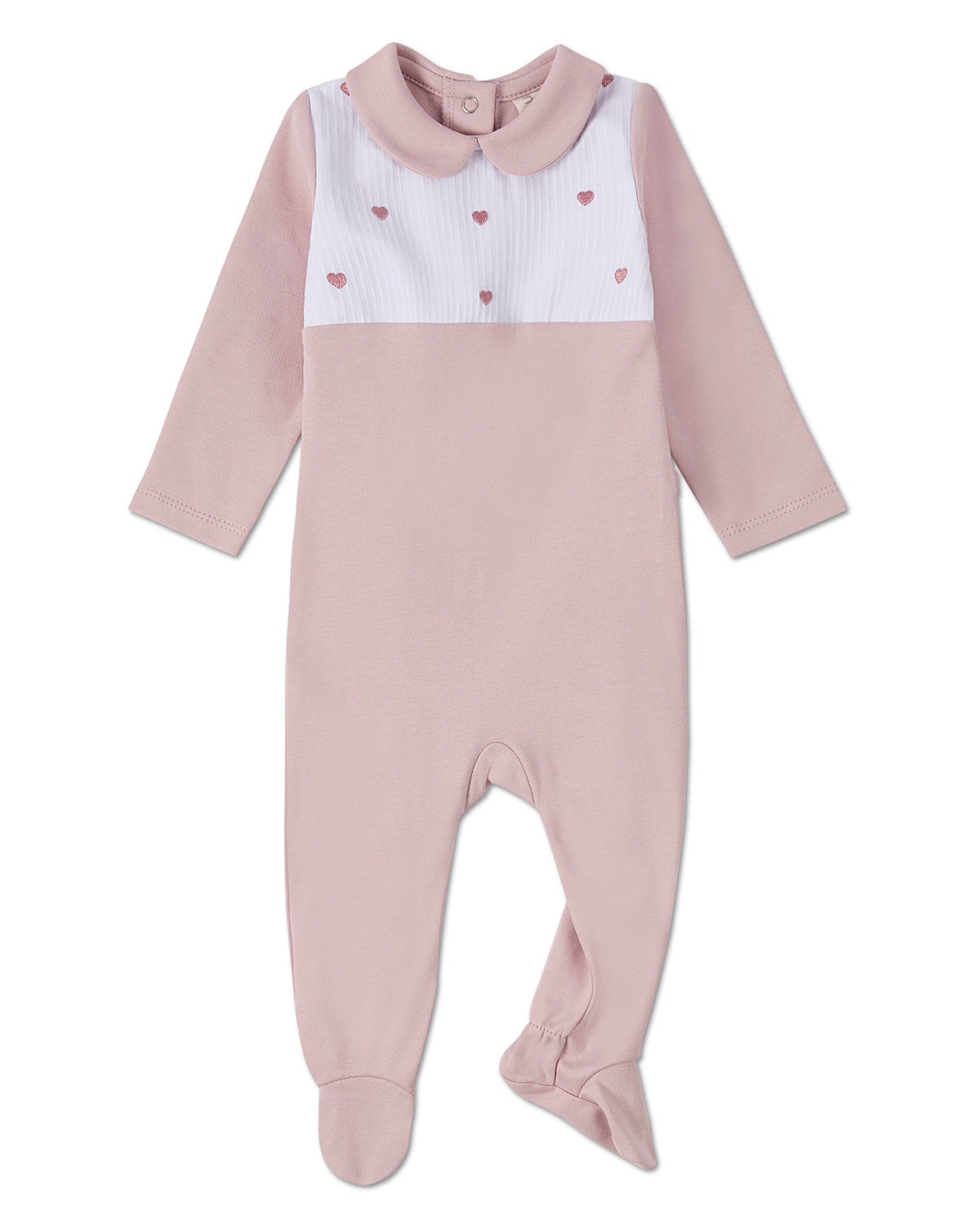 Baby Girls Petite Hearts Pintuck Cotton Footie : Color: Lilac