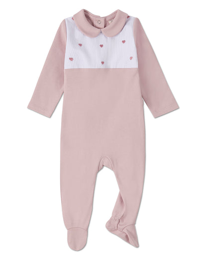 Baby Girls Petite Hearts Pintuck Cotton Footie : Color: Lilac