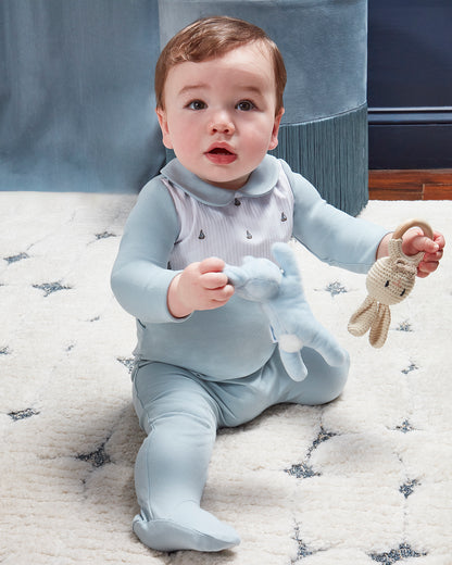 Baby Boys "Sail On" Pintuck Cotton Footie : Color: Blue