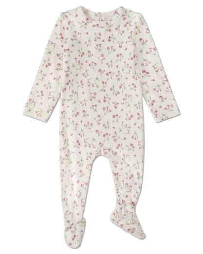 Baby and Toddler Girls "Full Bloom" Floral Pointelle Footie : Color: Pink