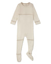 Baby Gold Lurex Trimmed Ribbed Cotton Footie : Color: Winter White