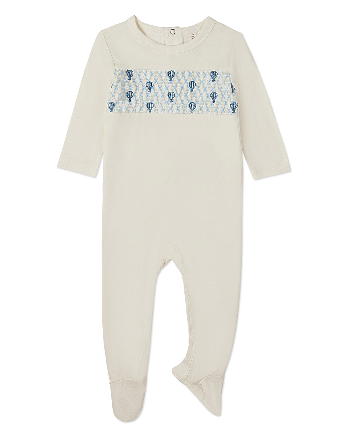 Baby and Toddler Boys "Hot Air Balloon" Smocked Rayon Blend Footie : Color: Winter White