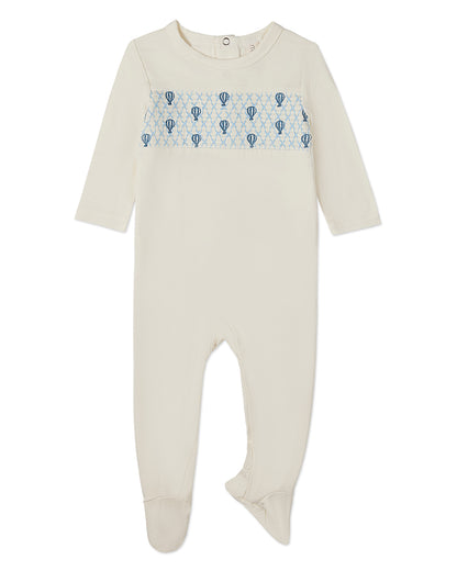 Baby and Toddler Boys "Hot Air Balloon" Smocked Rayon Blend Footie : Color: Winter White