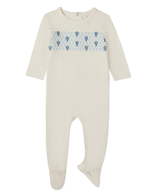 Baby and Toddler Boys "Hot Air Balloon" Smocked Rayon Blend Footie : Color: Winter White