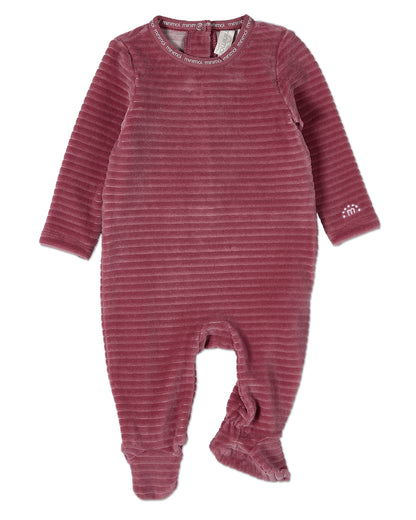 Drop Needle Footie With Minimoi Trim : Color: Berry