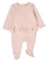 Baby Girls Flouncy Floral Overlay Embroidered Cotton Rich Footie : Color: Barely Pink