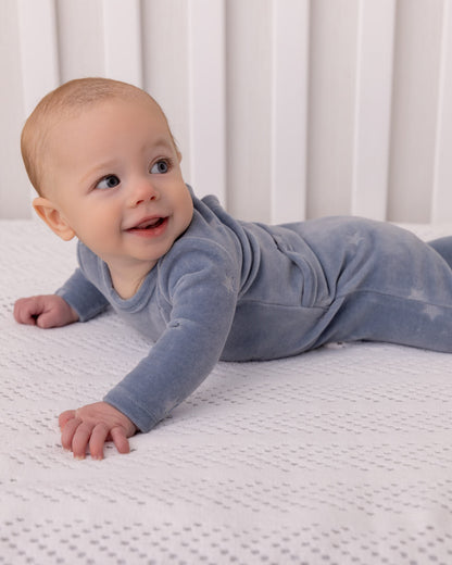 Baby Boys "Velvet Star" Cotton Rich Velour Footie