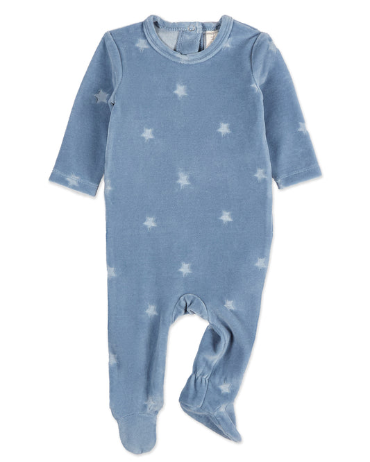 Baby Boys "Velvet Star" Cotton Rich Velour Footie : Color: Blue