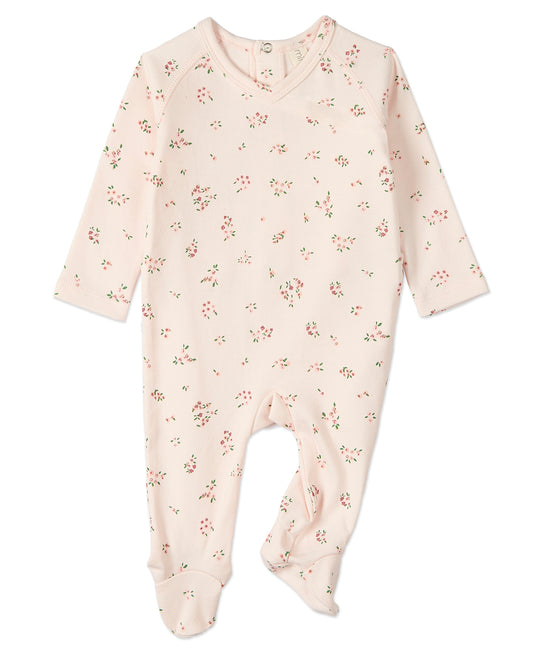 Baby Girls "Cameo Florals" 100% Cotton Footie : Color: Soft Pink