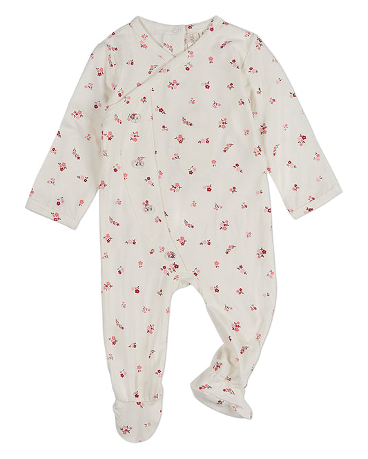 Baby Girls "Blissful Blossoms" Crossover Neckline Footie : Color: Pink Multi