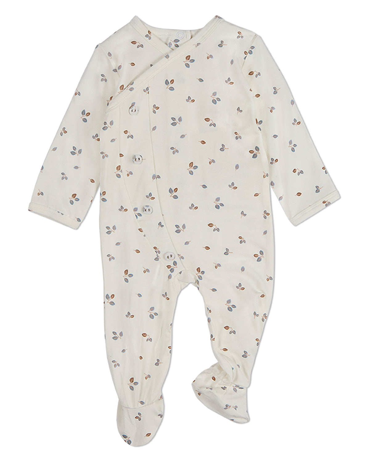 Baby Boys "Blue Foliage" Crossover Collar Footie : Color: Blue Frost