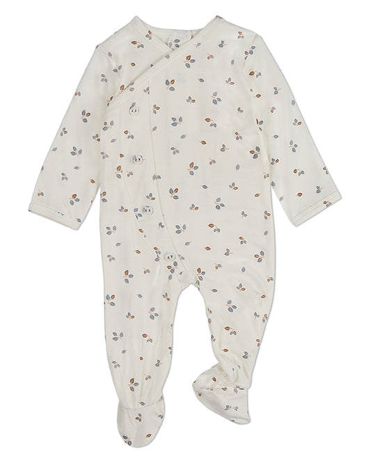 Baby Boys "Blue Foliage" Crossover Collar Footie : Color: Blue Frost
