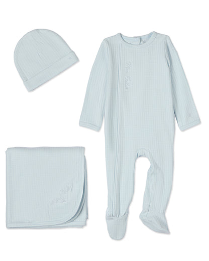 3 Piece Baby "Mon Etoile" Cotton Rich Pointelle Footie Set : Color: Blue