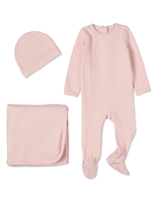 3 Piece Baby "Mon Etoile" Cotton Rich Pointelle Footie Set : Color: Pink