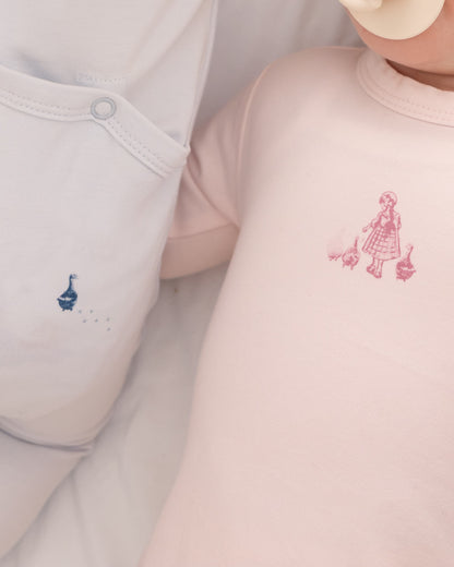 Baby and Toddler Girls "Girl And Her Waddling Ducks" Cotton Rich Footie