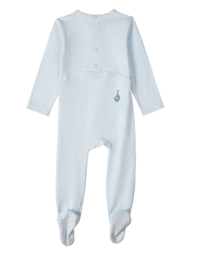 Baby and Toddler Boys "Boy And His Waddling Ducks" Cotton Rich Footie : Color: Pearl Blue