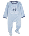 Baby and Toddler "Teddy Snuggles" Embossed Cotton Rich Velour Footie : Color: Pearl Blue