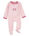 Baby and Toddler "Teddy Snuggles" Embossed Cotton Rich Velour Footie : Color: Pink