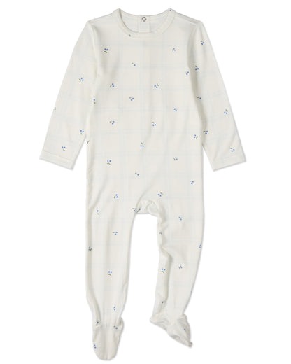 Baby Girls "Berry Sweet" Modal Blend Pretty Plaid Footie : Color: Blue