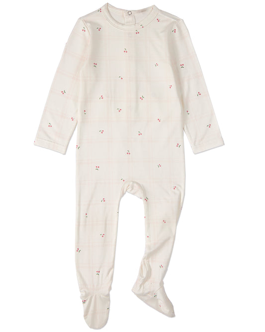 Baby Girls "Berry Sweet" Modal Blend Pretty Plaid Footie : Color: Pink