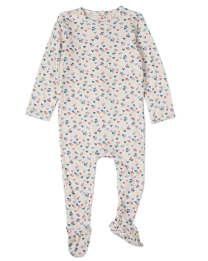 Baby and Toddler Girls "Candied Hearts" Pointelle Footie : Color: Multi Color Print