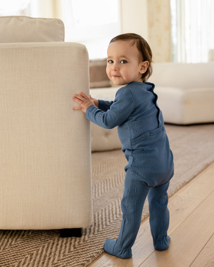 Baby and Toddler Solid Color Ribbed Cotton Blend Button-Down Footie : Color: Seashell Pink