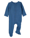 Baby and Toddler Solid Color Ribbed Cotton Blend Button-Down Footie : Color: Deep Water