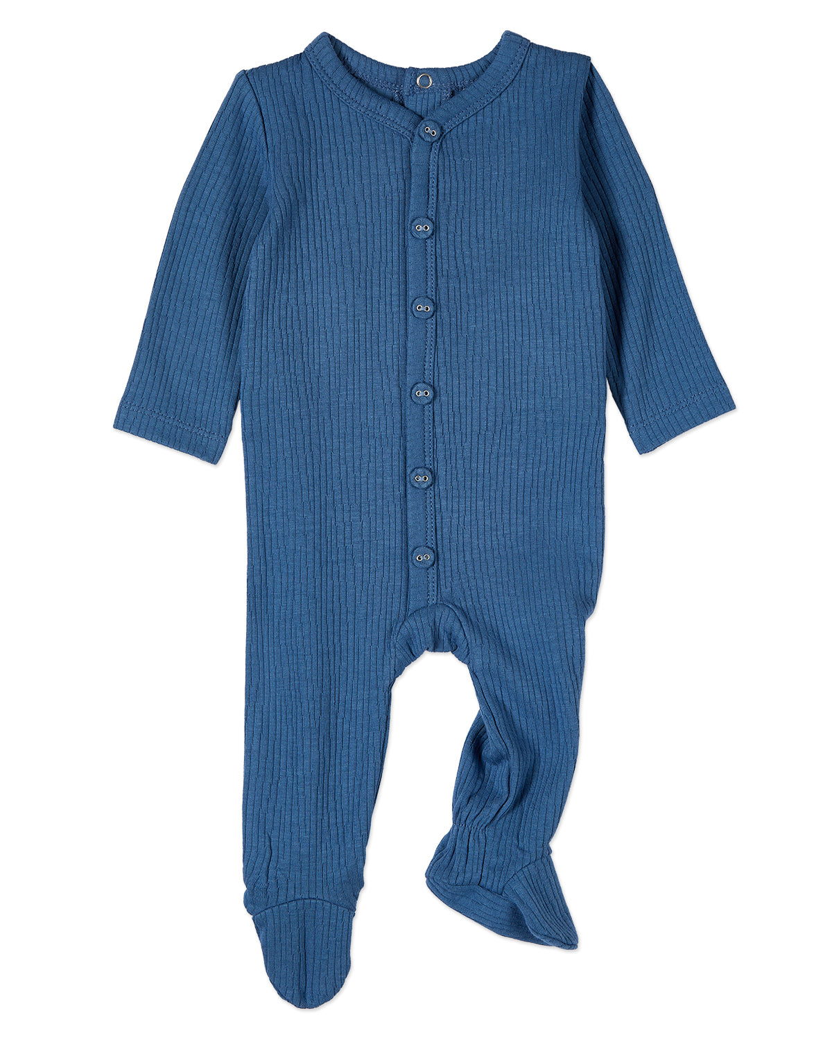 Baby and Toddler Solid Color Ribbed Cotton Blend Button-Down Footie : Color: Deep Water