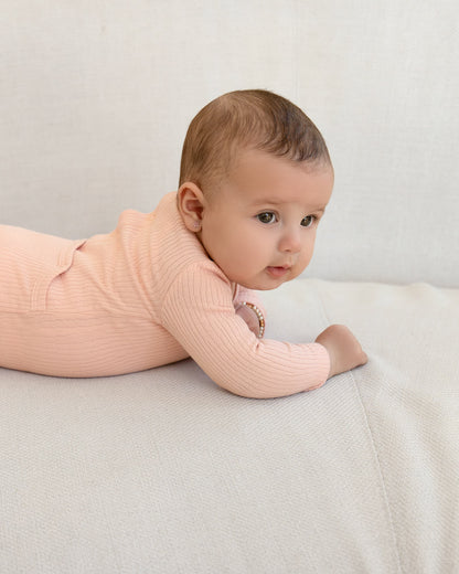Baby and Toddler Solid Color Ribbed Cotton Blend Button-Down Footie