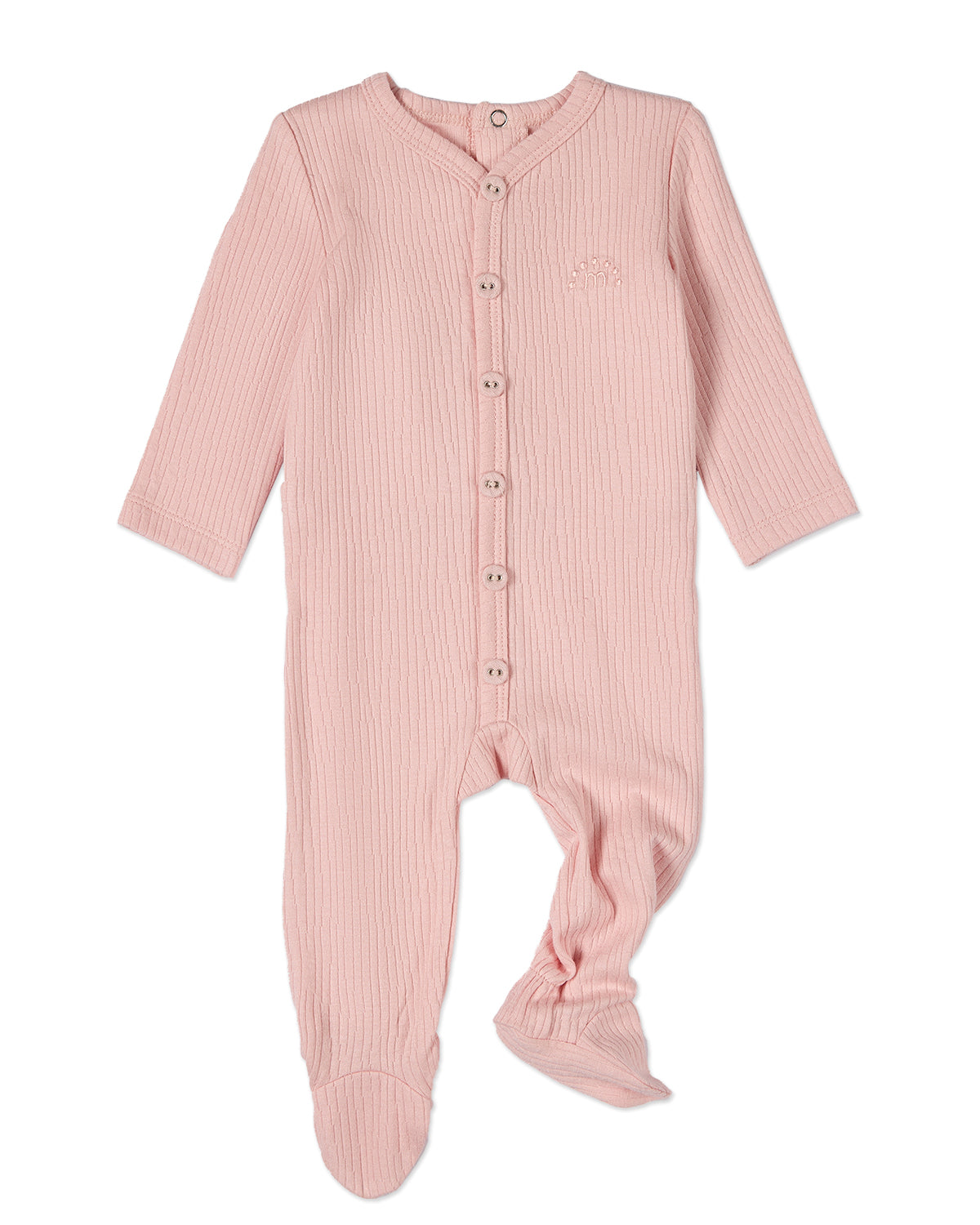 Baby and Toddler Solid Color Ribbed Cotton Blend Button-Down Footie : Color: Seashell Pink