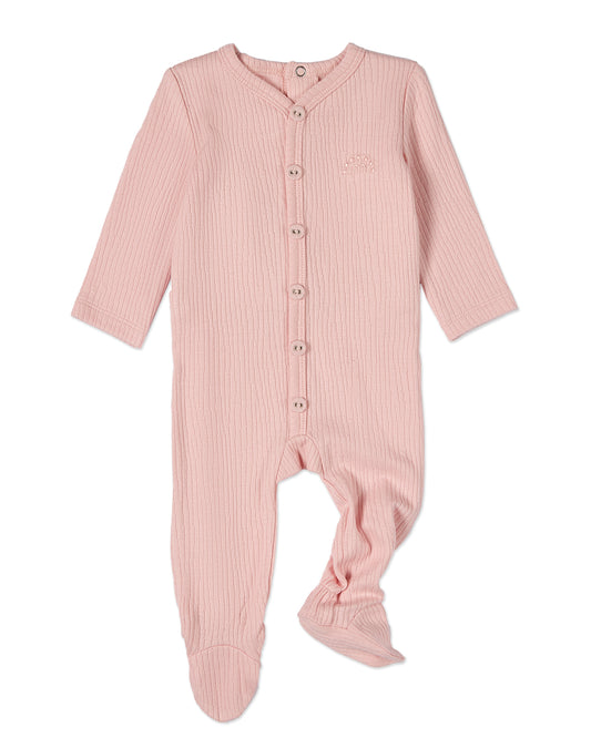 Baby and Toddler Solid Color Ribbed Cotton Blend Button-Down Footie : Color: Seashell Pink