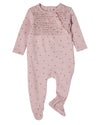 Baby and Toddler Girls "Sweet Cherry" 100% Cotton Ruffled Smocked Footie : Color: Blush Pink