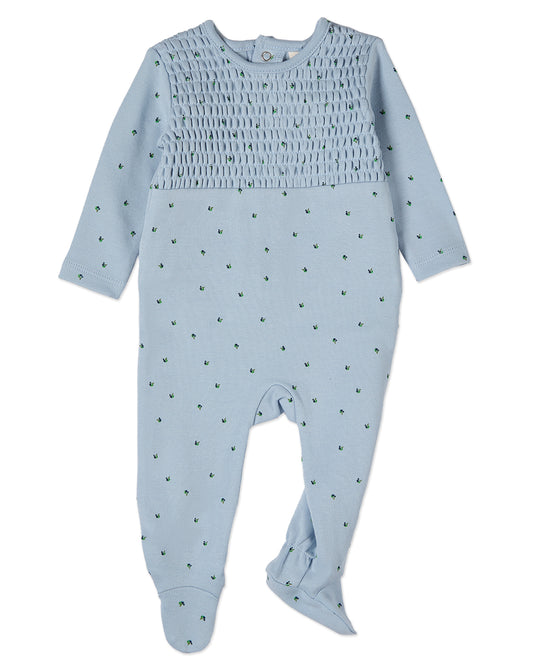 Baby and Toddler Boys "Blueberries" Smocked 100% Cotton Footie : Color: Blue