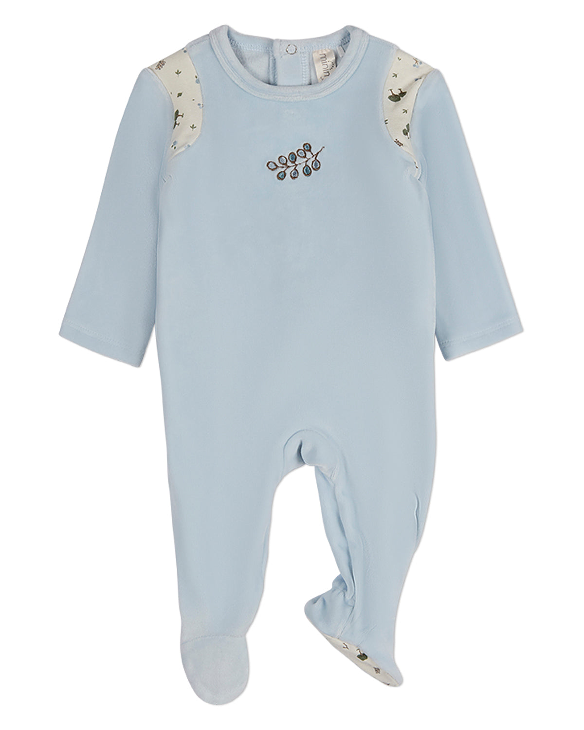 Baby Boys "Whimsical Foliage" Velour Footie : Color: Blue