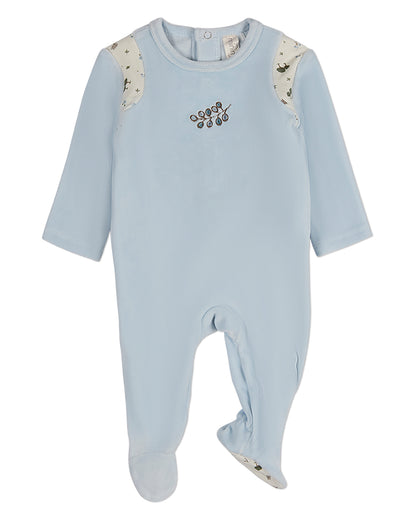 Baby Boys "Whimsical Foliage" Velour Footie : Color: Blue