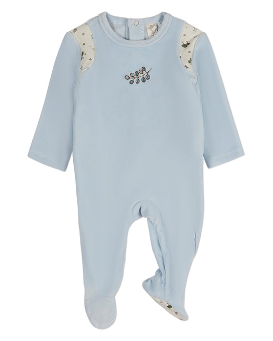 Baby Boys "Whimsical Foliage" Velour Footie : Color: Blue