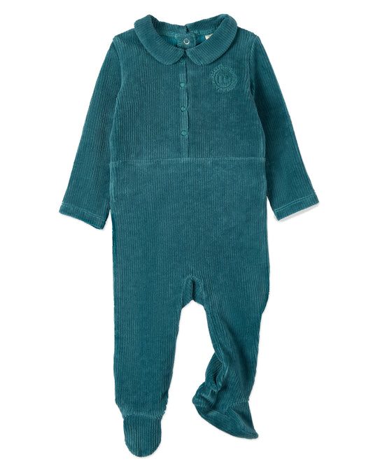 Baby and Toddler Boys "MiniMoi Sport" Cotton Rich Corduroy Footie : Color: Ocean Depths
