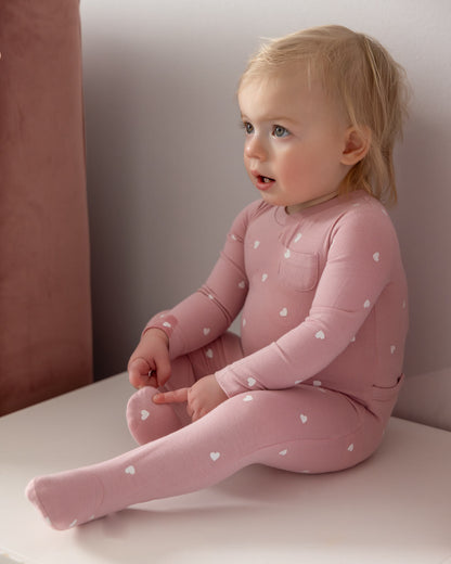 Baby and Toddler Girls "Kind Hearts" Rayon Blend Footie