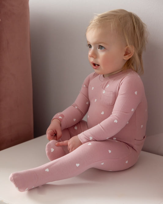 Baby and Toddler Girls "Kind Hearts" Rayon Blend Footie